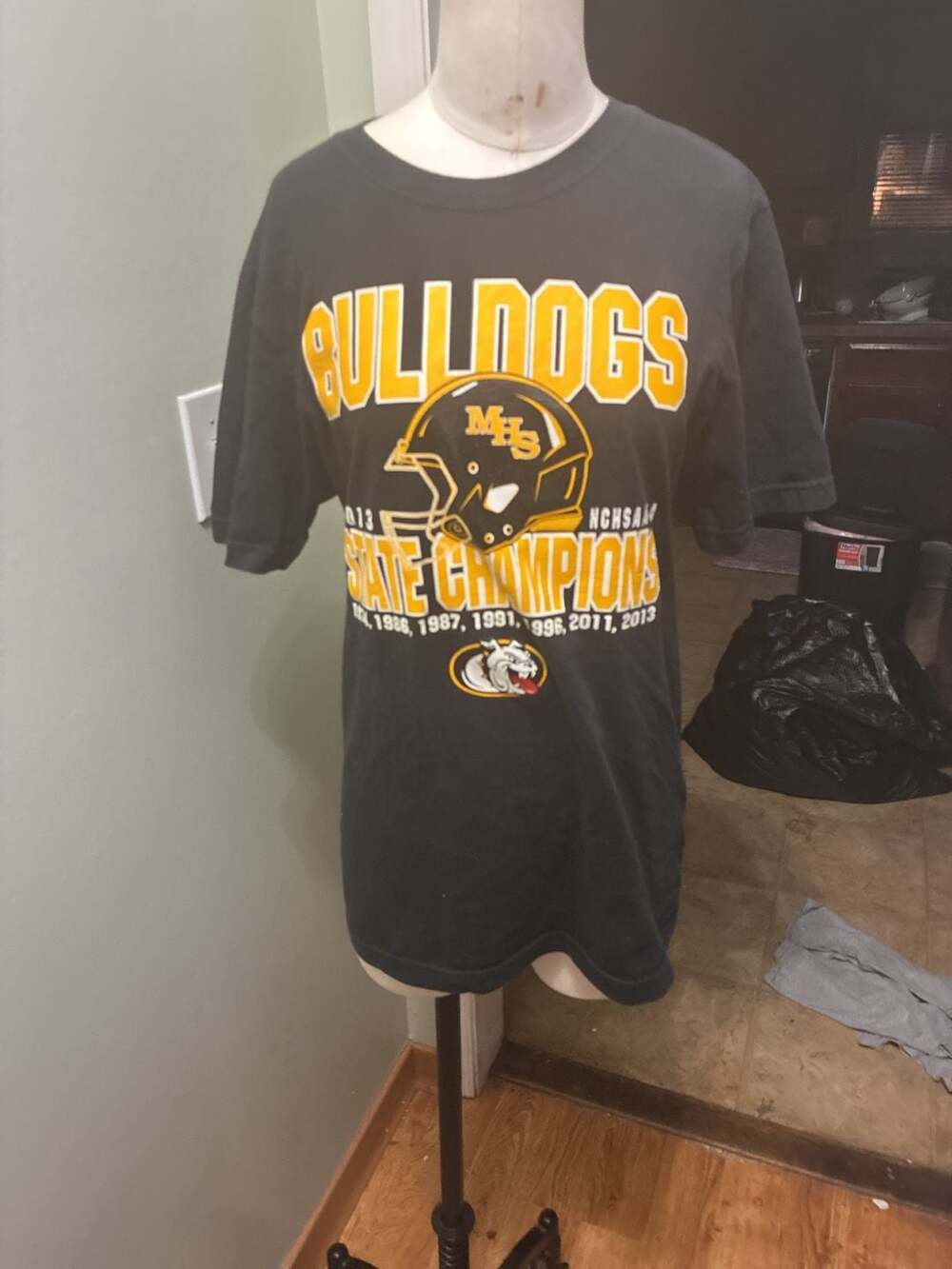 Nike Bulldogs MHS State Champions Football T-Shirt Charcoal Gray